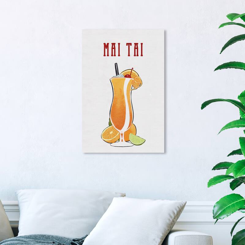 Wynwood Studio 'Mai Tai Cocktail' Drinks and Spirits Wall Art Canvas Print Cocktails - Orange, White - 16 x 24