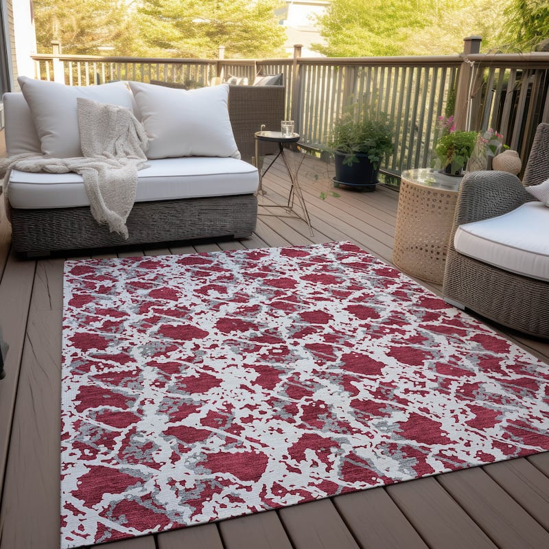 Machine Washable Indoor/ Outdoor Abstract Modern Chantille Rug