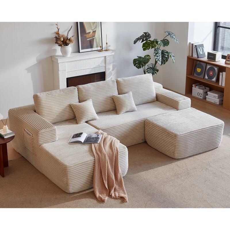 104" Cloud Sectional Sofa with U-Shaped Chaise, Modern Modular Couch with Deep Seat, Upholstered Living Room Sofa