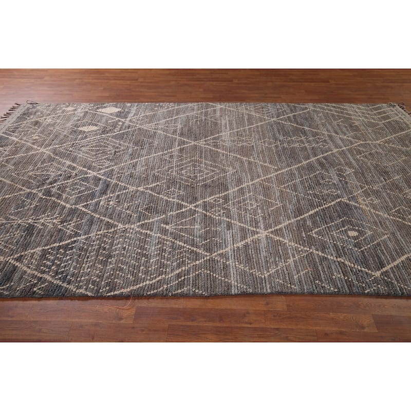 Trellis Geometric Moroccan Oriental Area Rug Hand-Knotted Wool Carpet - 7'0"x 11'2"