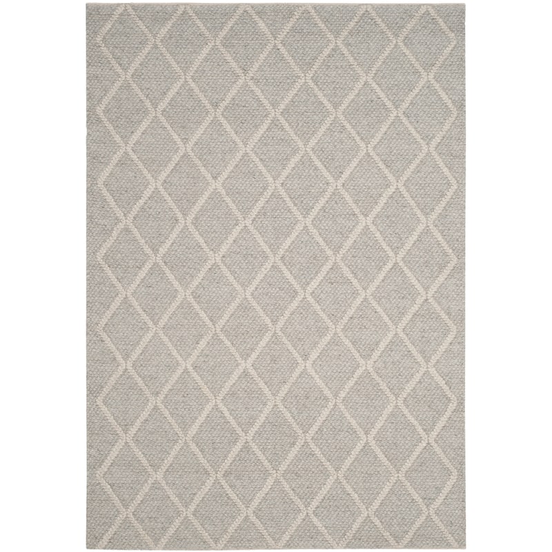 SAFAVIEH Handmade Natura Qiong Wool/ Viscose Trellis Rug - 5' x 8' - Silver/Ivory - Rectangle