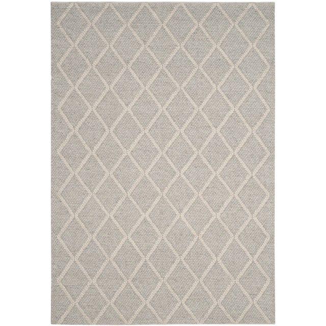 SAFAVIEH Handmade Natura Qiong Wool/ Viscose Trellis Rug - 5' x 8' - Silver/Ivory