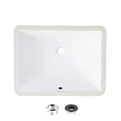 STYLISH 20.75" W x 15.5" D White Rectangular Undermount Bathroom Sink