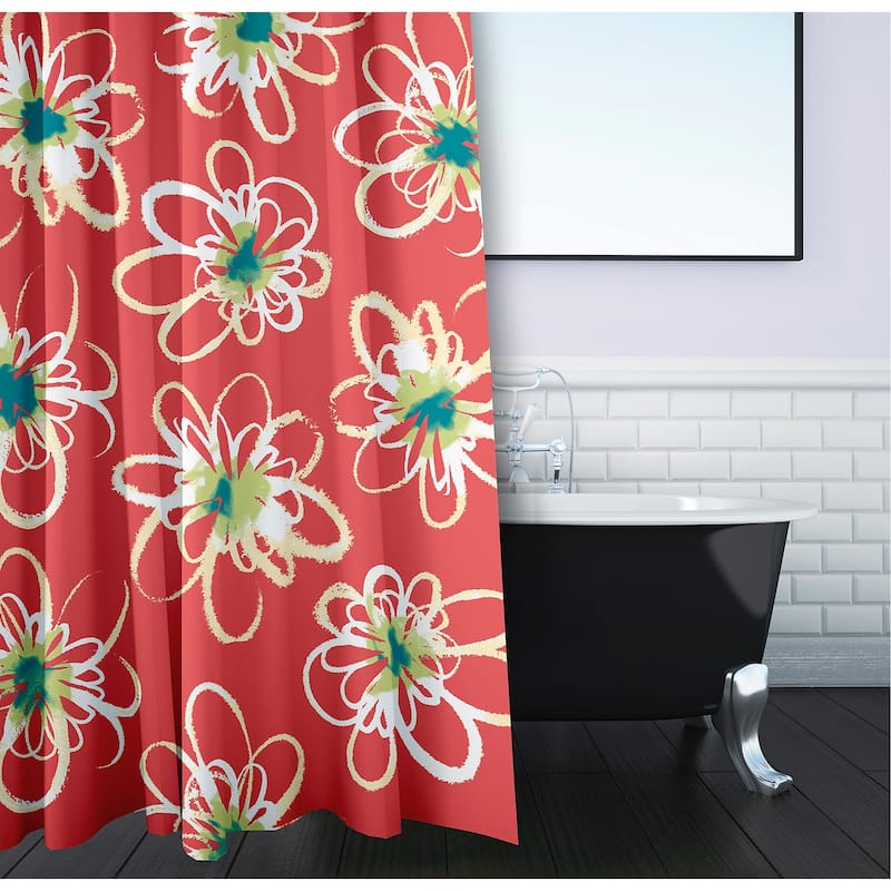 71 x 74-inch Penelope Floral Geometric Print Shower Curtain