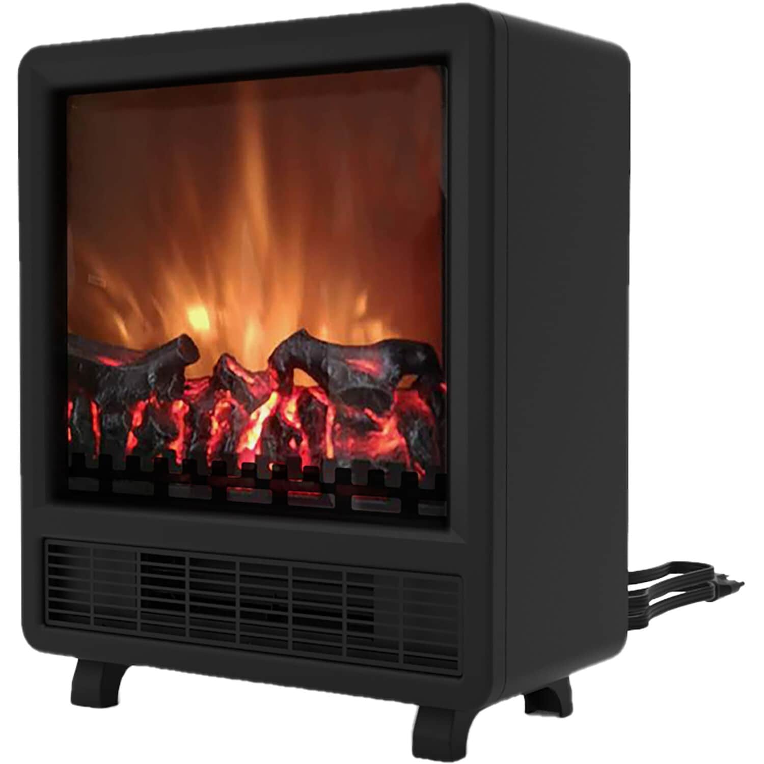Hanover Fireside 17.8-In Freestanding 4606 BTU Electric Fireplace with Wood Log Display, Black - 17.8 Inch