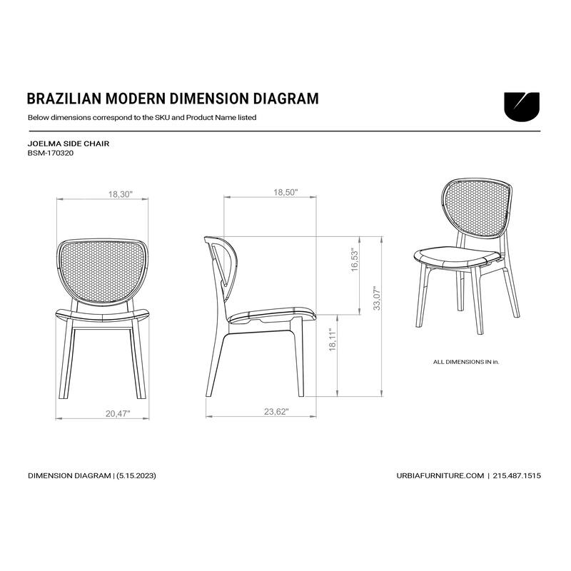 Modern Brazilian - Joelma - Cane Side Chair - Medley Ivory, Nogal