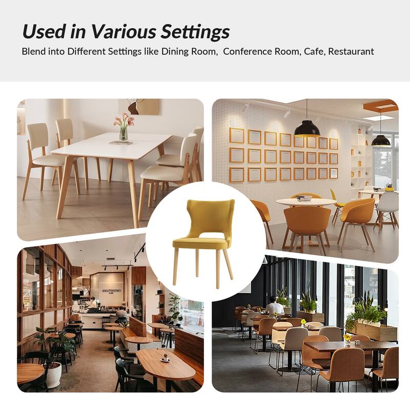 Rita Mid-century Modern Dining Chair with Solid Wood Legs Set of 6 by HULALA HOME