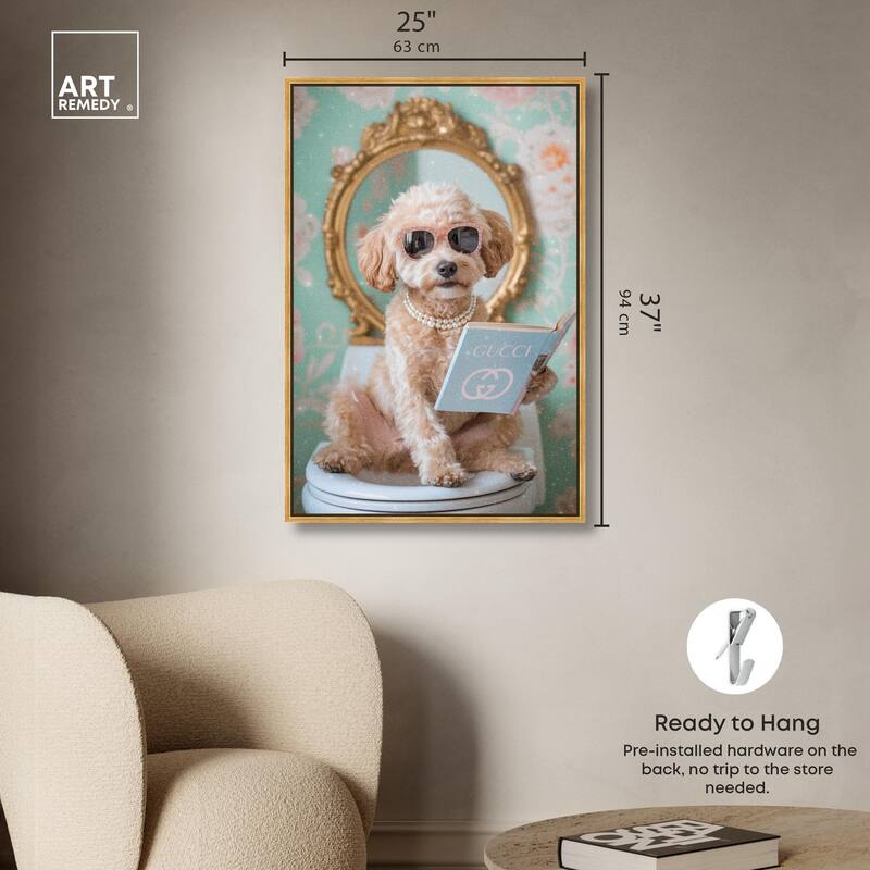 Goldendoodle Toilet Time Canvas by Art Remedy