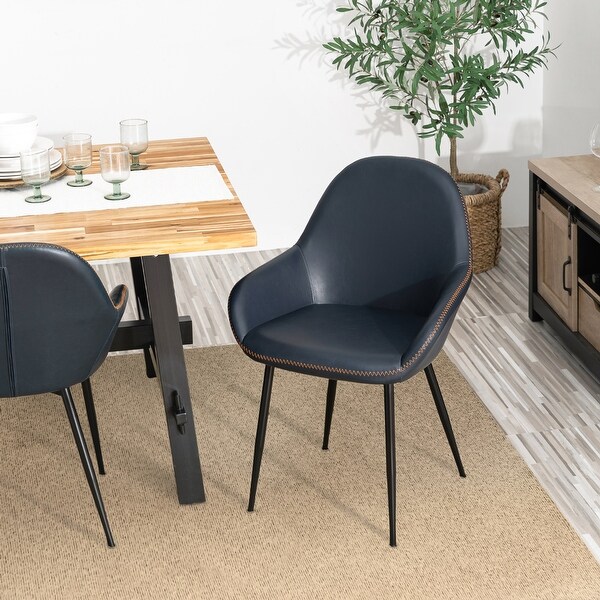 Glitzhome Set of 2/4/6 Mid-Century Modern Faux Leather Accent