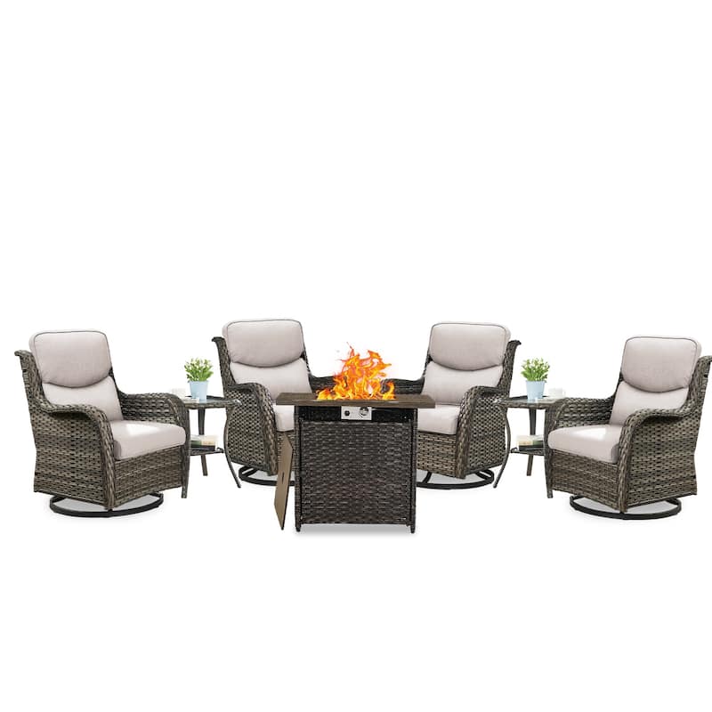 Outdoor Swivel Glider Chair Patio Chairs with 5-Inch Thick Cushions