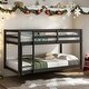 preview thumbnail 39 of 61, Stylish Twin Over Twin Floor Bunk Bed with Low Height Design for Kids' Safety, Spacious Grey Pine Wood Construction Espresso