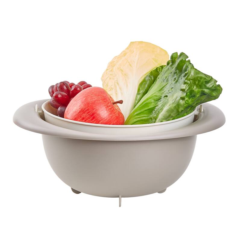 Javlergo Stackable Double Layer Colander with Rotatable Design BPA Free PP Material Dishwasher Safe for Indoor Outdoor Use