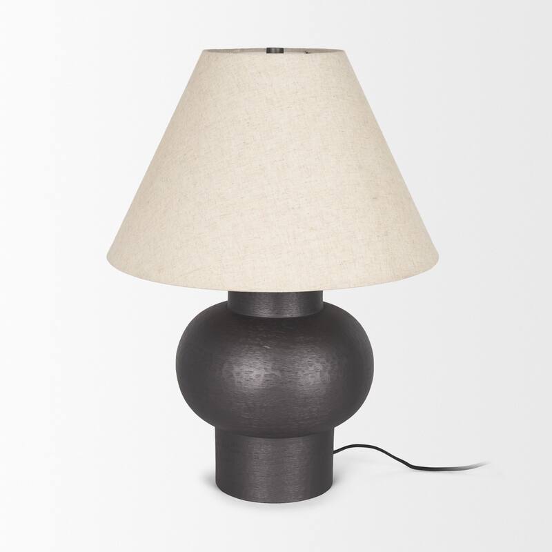 Salaah Black Brushed Metal w/ Beige Shade Table Lamp - 19.5L x 19.5W x 26.0H