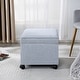 preview thumbnail 114 of 149, Adeco Square Storage Ottoman 17 inch Footstool Light-Grey-with-Casters-Linen