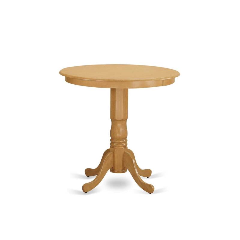 HomeStock 5-Piece Round Natural Oak Finish Solid Wood Top Dining table with 4 Chairs with Lattice Back