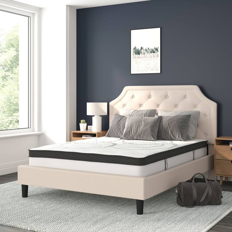 Tufted Platform Bed with 10 Inch Pocket Spring Mattress