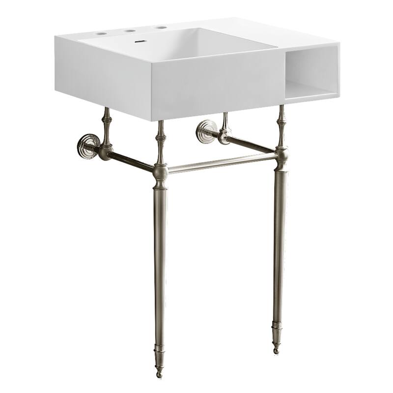 Kingston Brass Aurelius 24" Solid Surface Console Sink with Brass Legs (8-Inch, 3-Hole)