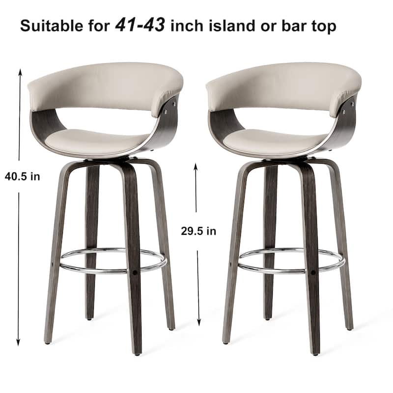 Glitzhome Set of 2 or 4 Modern Counter & Bar Height Wooden Swivel Bar Stools