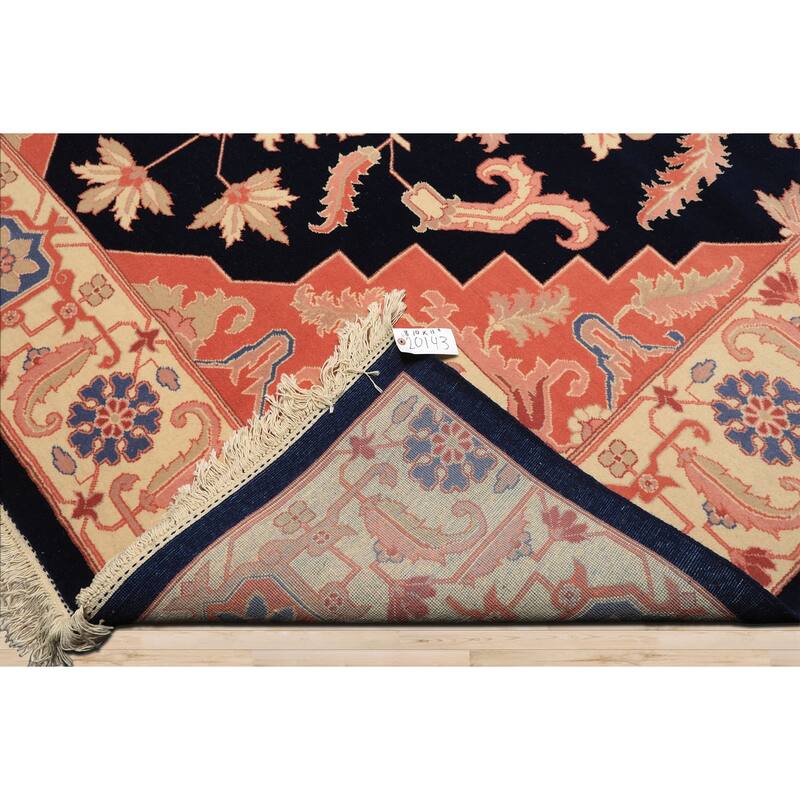 8'10''x11'11'' Hand Knotted Wool Navy Heriz Traditional Medallion Area Rug - 8' 10'' x 11' 11''