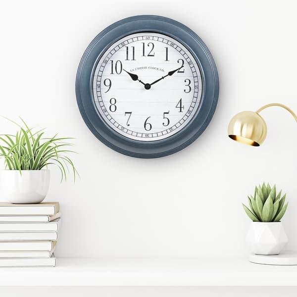 slide 2 of 6, La Crosse Clock 16-inch Everly Gray Quartz Analog Wall Clock Grey