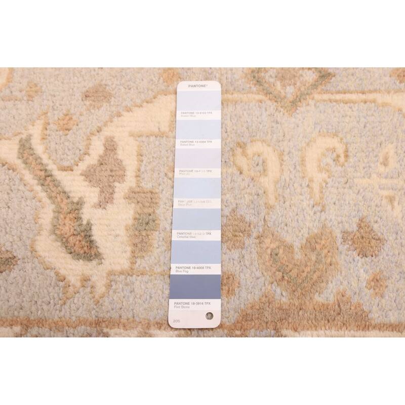 ECARPETGALLERY Hand-knotted Royal Oushak Light Blue Wool Rug - 2'7 x 11'8