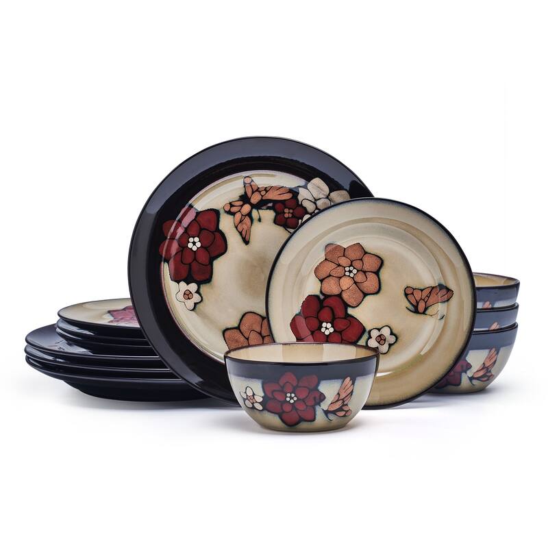 Pfaltzgraff Painted Butterfly 12 Piece Dinnerware Set - Service for 4