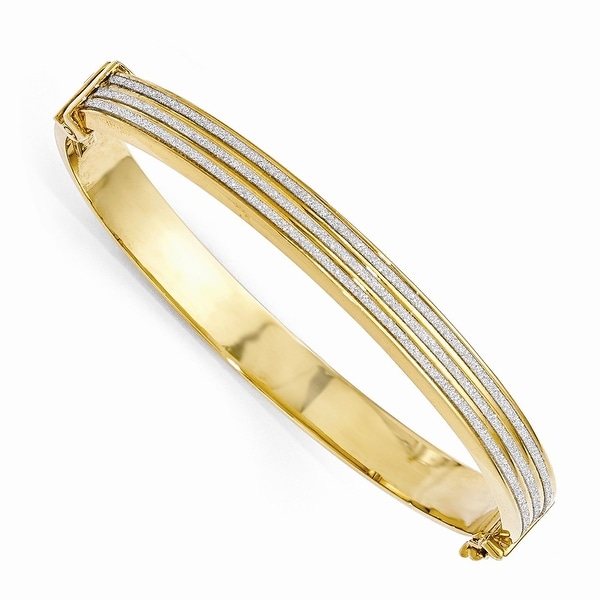 Italian Sterling Silver Gold-plated Glimmer Infused Hinged Bangle