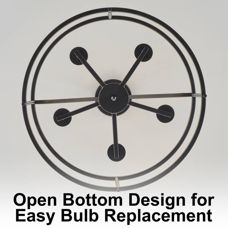 Starsky 5-Light Farmhouse Drum Flush Mount With Open Cage