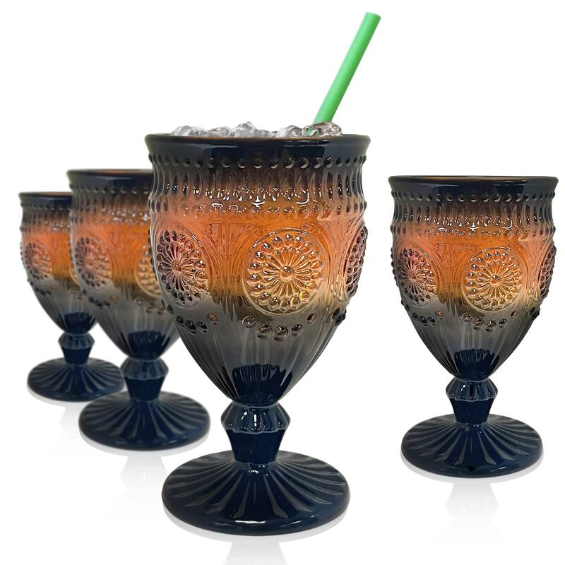 Artland Set of 4 Orange and Black Goblets - 9 oz - 9 oz