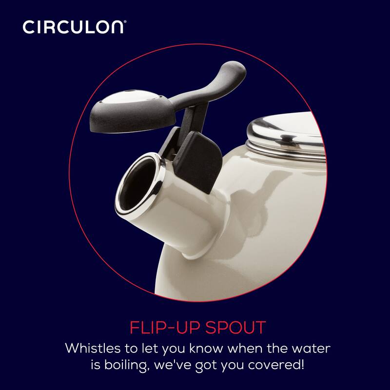 2-Quart Enamel on Steel Whistling Teakettle/Teapot With Flip-Up Spout, Black