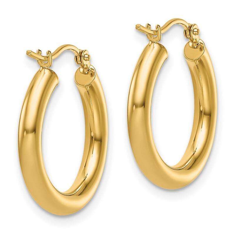 Curata 14k Yellow Gold 3x21mm Polished Classic Hoop Earrings