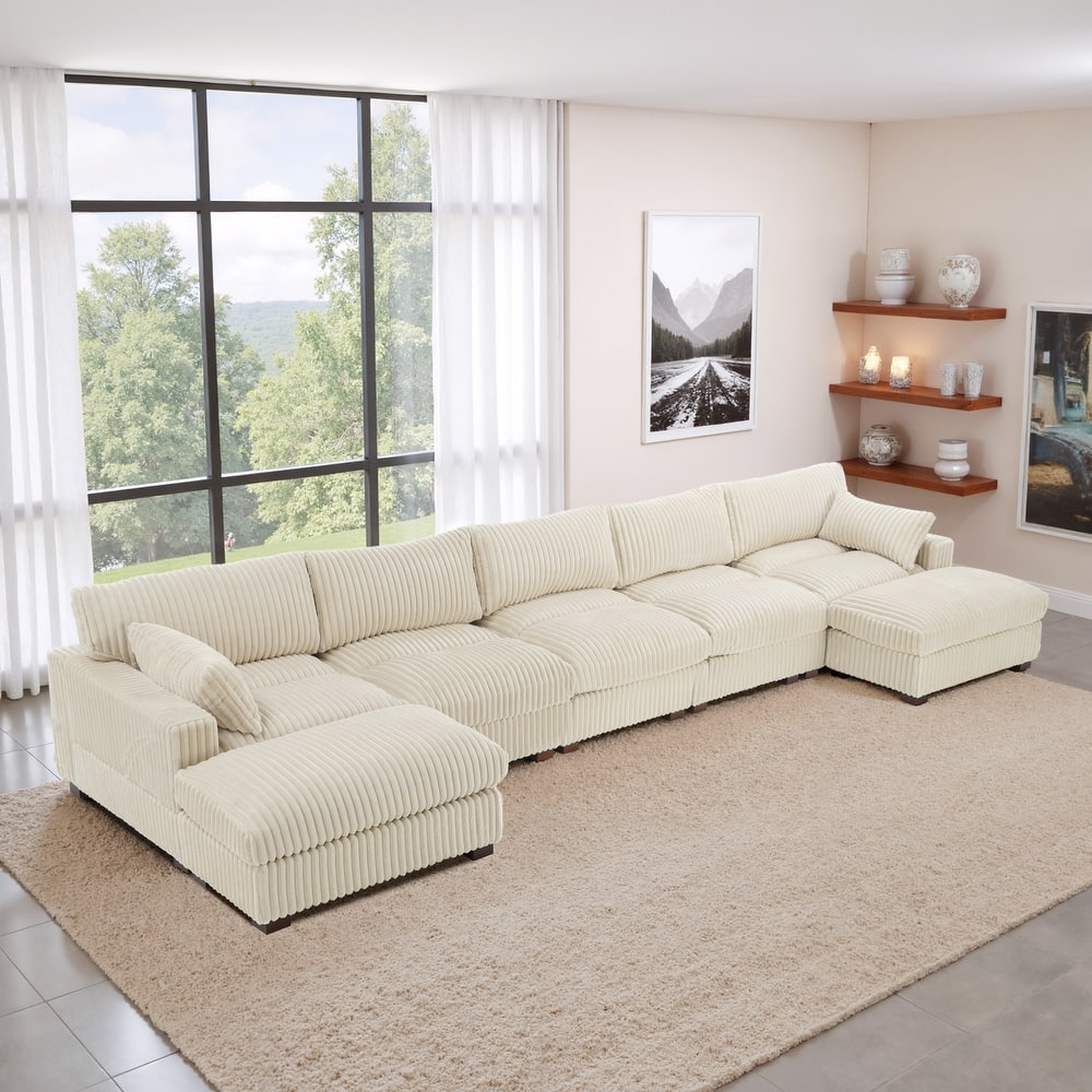 Oversized U-shaped Plush Modular Sectional Sofa Set