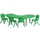 preview thumbnail 5 of 14, 35"W x 65"L Half-Moon Plastic Adjustable Activity Table Set - 4 Chairs Green