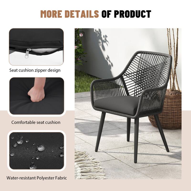 7-Piece Outdoor Dining Set - Iron Frame with Cross Wicker Back Chairs & X-Base Table