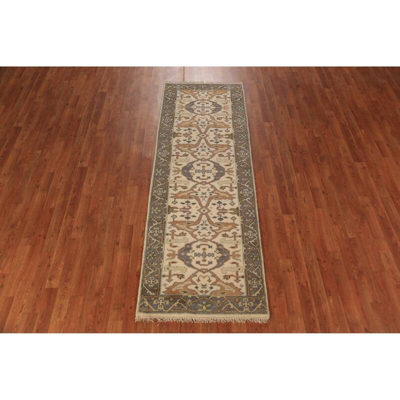 Oushak Indian Runner Rug Handmade Wool Carpet - 2'7"x 7'7"