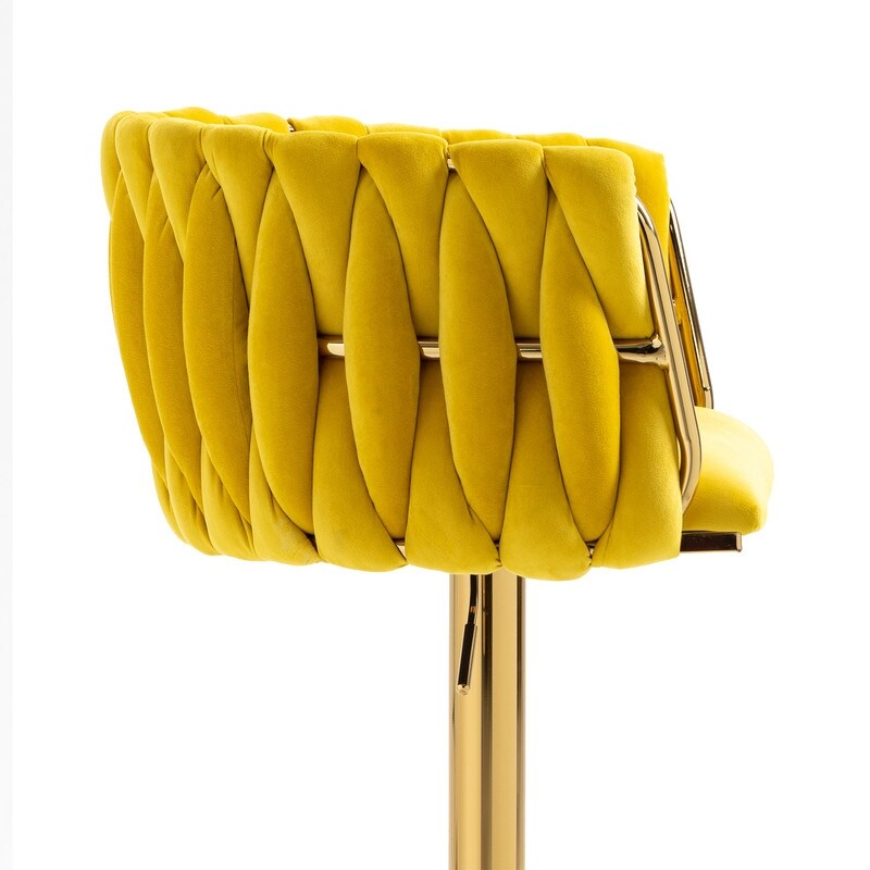 Swivel Bar Stools with Footrest Counter Height Dining Chairs Set of 2, Mustard