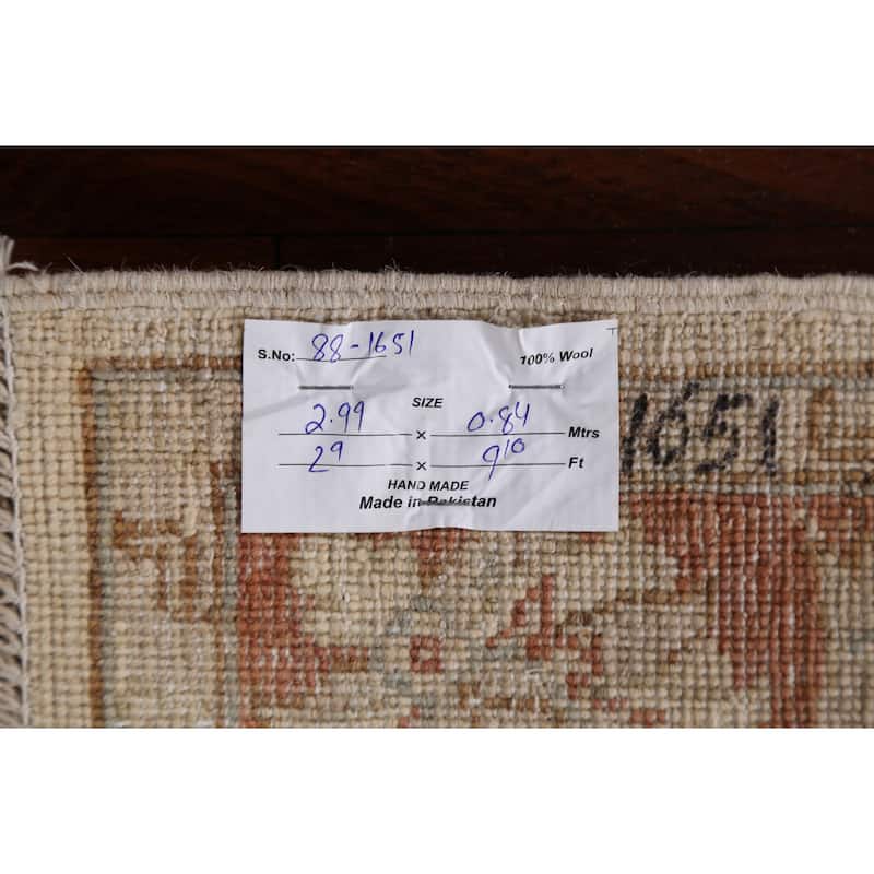 Vegetable Dye Floral Peshawar Chobi Oriental Wool Runner Rug Handmade - 2'9" x 9'10"