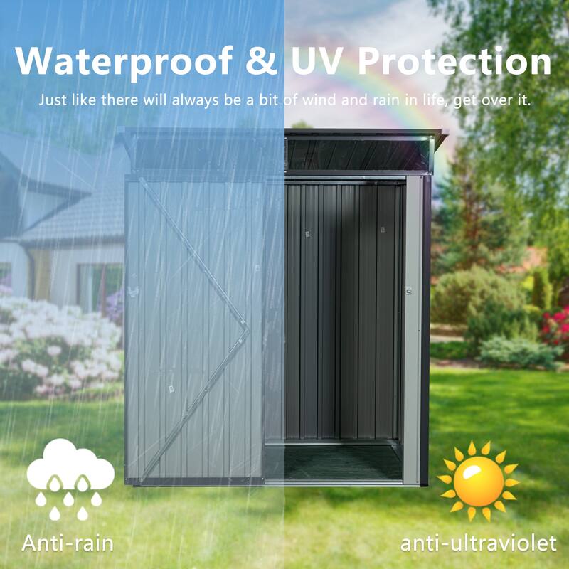 Rust-proof Outdoor Metal Storage Shed Garden Shed Waterproof Tool Shed, Hinged Door with a lanch, Corrosion-Resistant