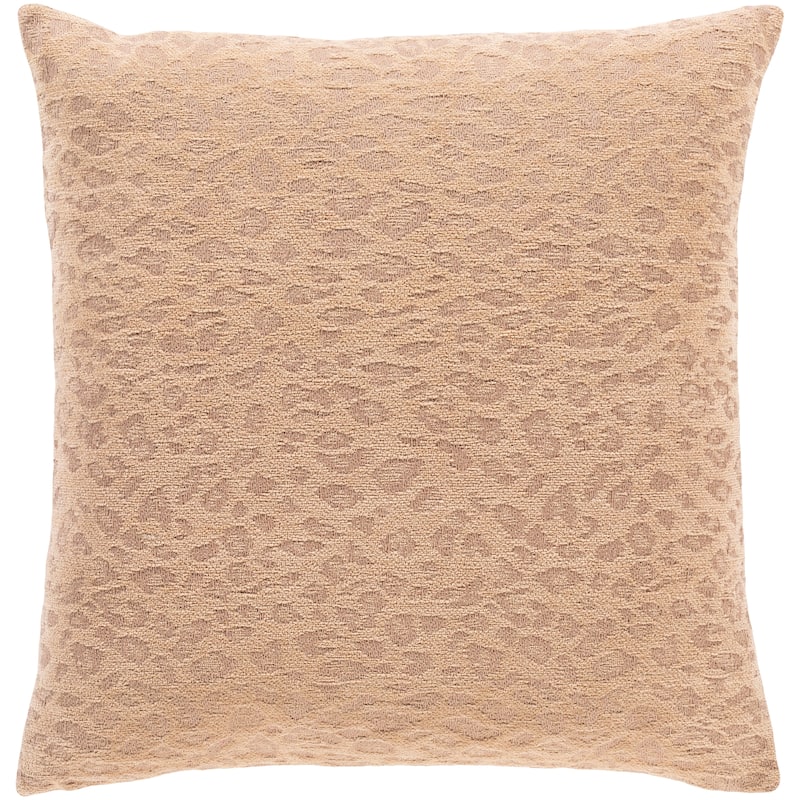 Mauro Jacquard Cheetah Cotton Throw Pillow - Camel - 22"x22" with Poly Insert
