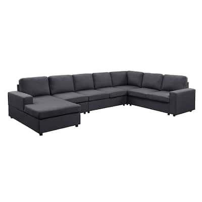 Fenie Modular Sectional Sofa, Reversible Chaise, Dark Gray, 147 Inch