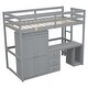 preview thumbnail 16 of 30, Twin Size Loft Bed with Wardrobe, Desk, and Storage Drawers, Modern Space-Saving Design, Solid Pine Wood Frame, Grey