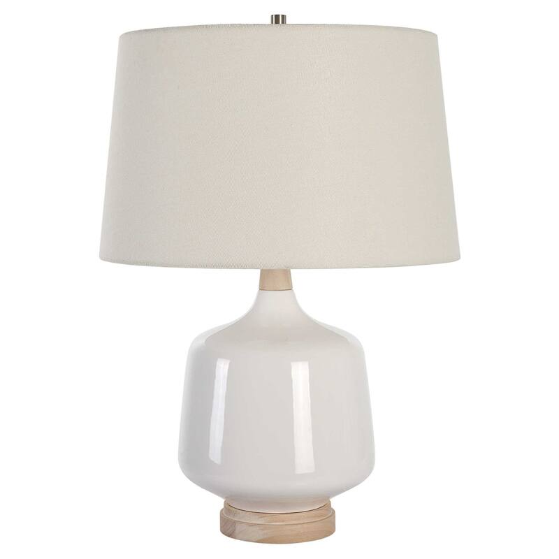 Glossy Table Lamp with Tapered Shade - 24.5" - White
