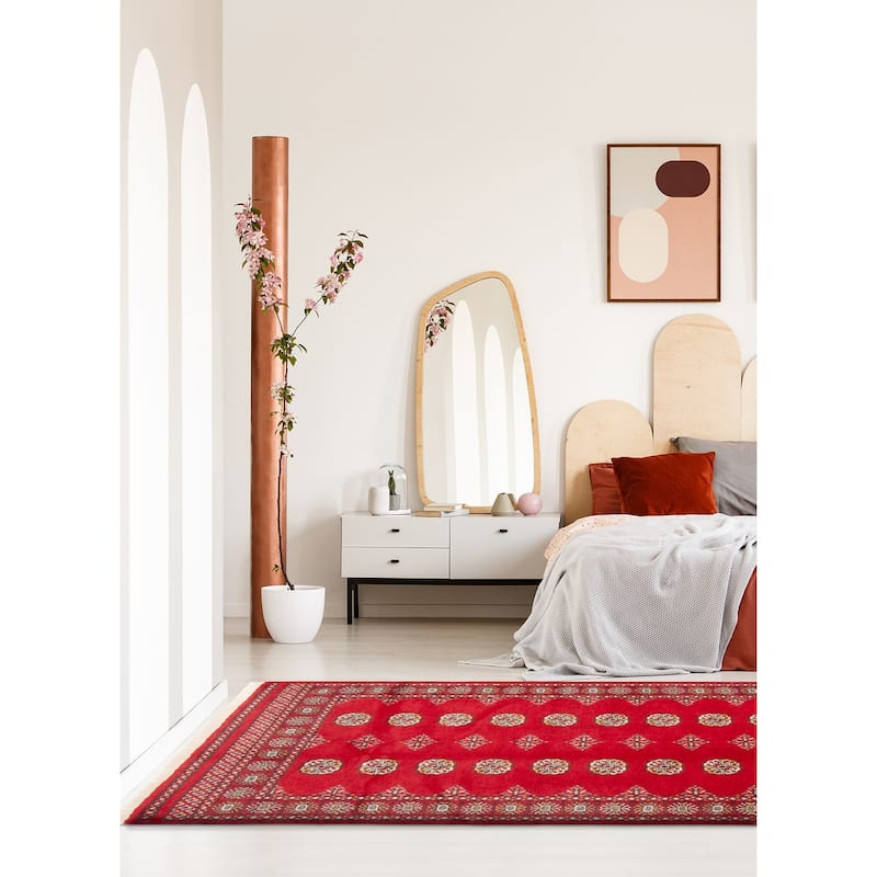 ECARPETGALLERY Hand-knotted Peshawar Bokhara Red Wool Rug - 4'2 x 5'8