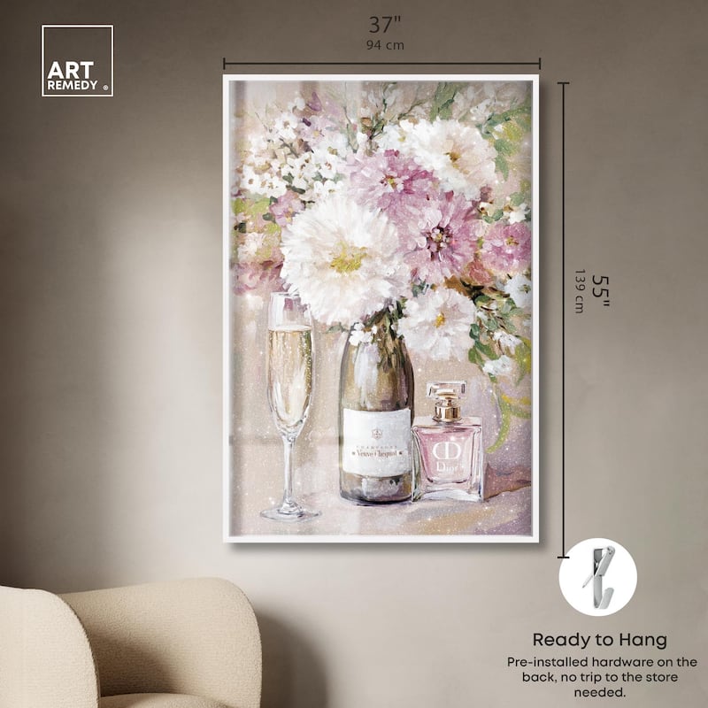 Light Floral Champagne Vase Shadowbox by Art Remedy