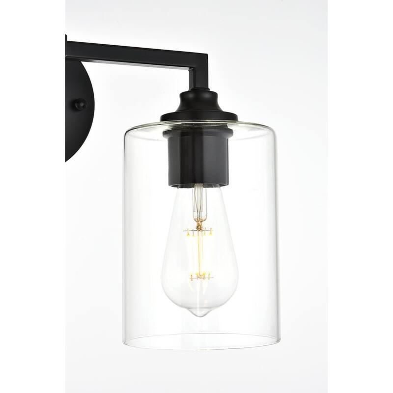 Roman 1 Light Black and Clear Bath Sconce