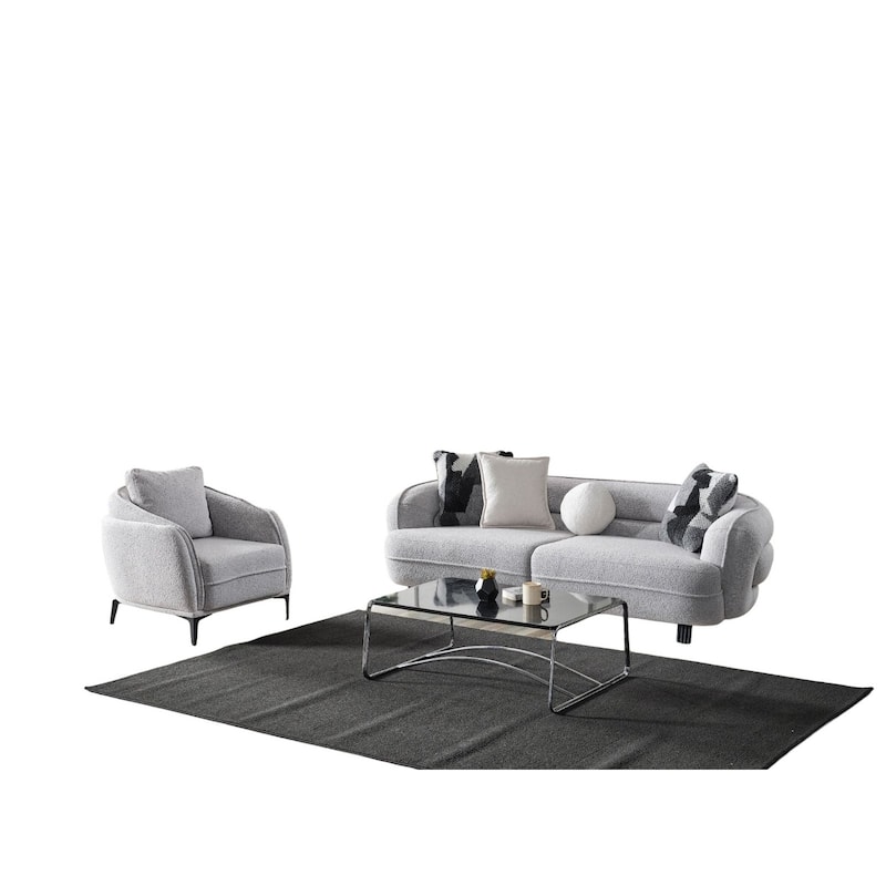 Zaragoza 3 Pieces Living Room Sets 1 Sofa 2 Chair - Grey