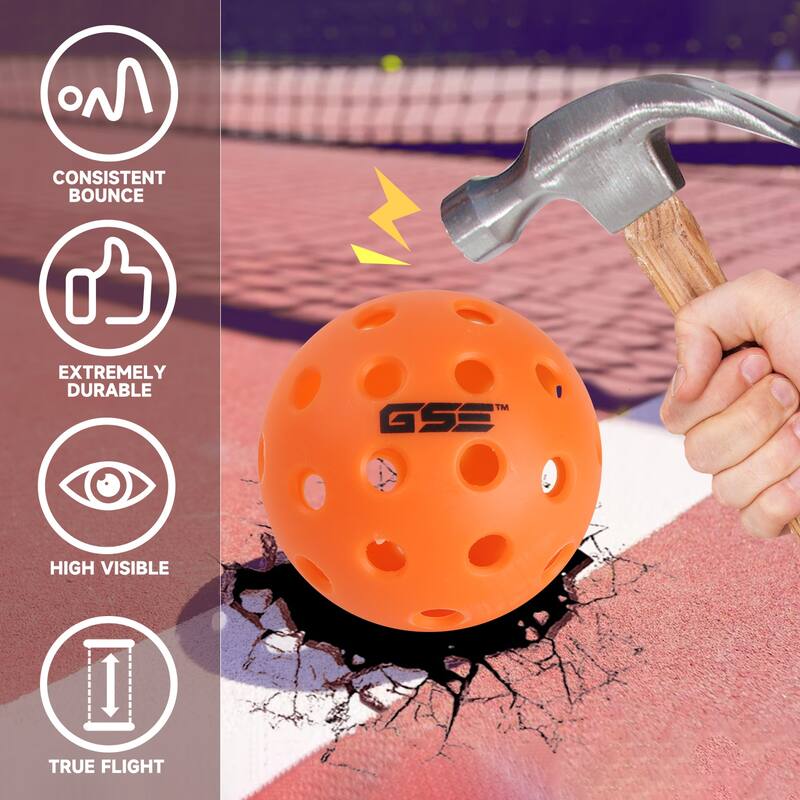 GSE™ 12 Pack Outdoor Pickleball Balls Set Standard 40 Holes Pickleball