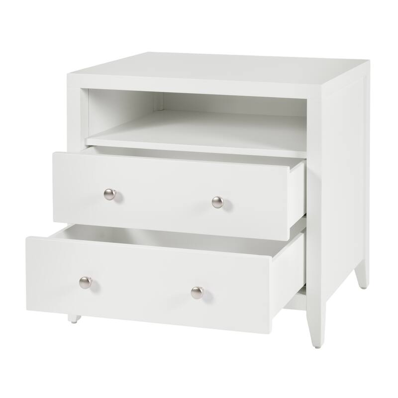 Dana 28 in. W Rectangular Wood 2 Drawer Nightstand with Top Shelf