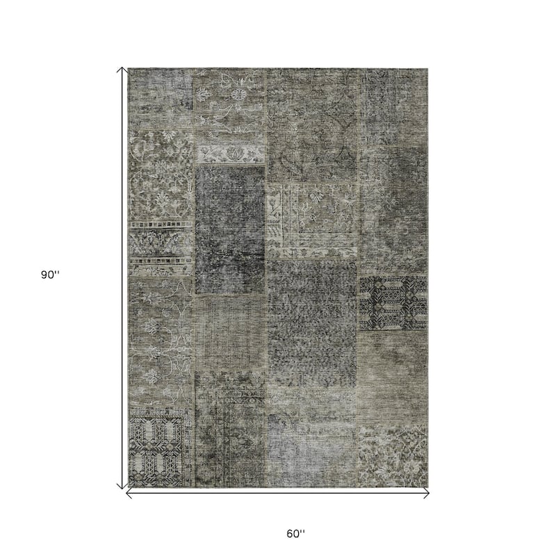 HomeRoots Patchwork Transitional Rectangle Outdoor Rug