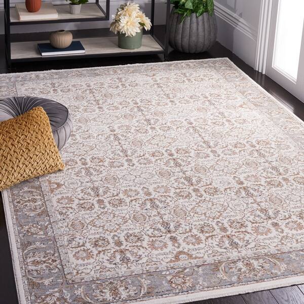 slide 2 of 7, SAFAVIEH Harlow Slip Resistant Maks Oriental Rug 6'3" Square - Ivory Grey/Sage - Square